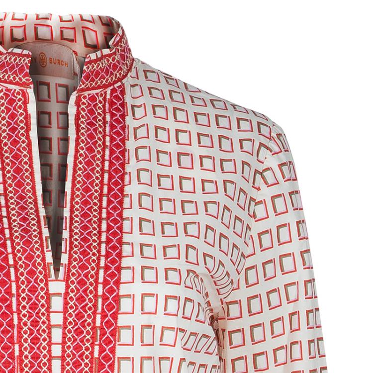 Pre Owned Tory Burch Red Print Tunic Dress M