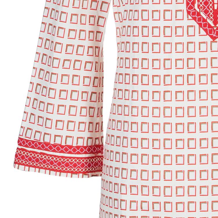 Pre Owned Tory Burch Red Print Tunic Dress M