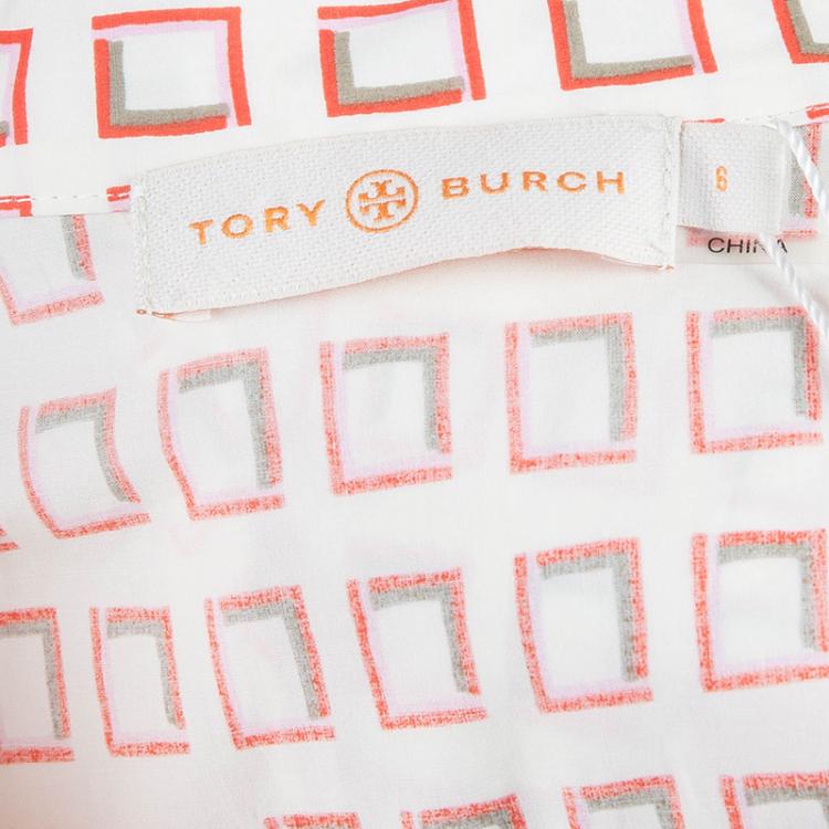 Pre Owned Tory Burch Red Print Tunic Dress M