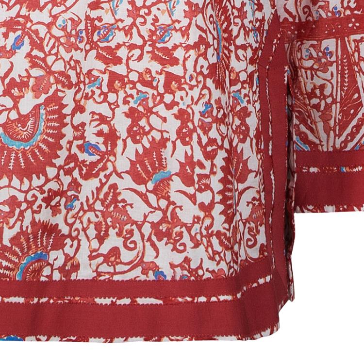 Pre Owned Tory Burch Red Printed Tunic Top M