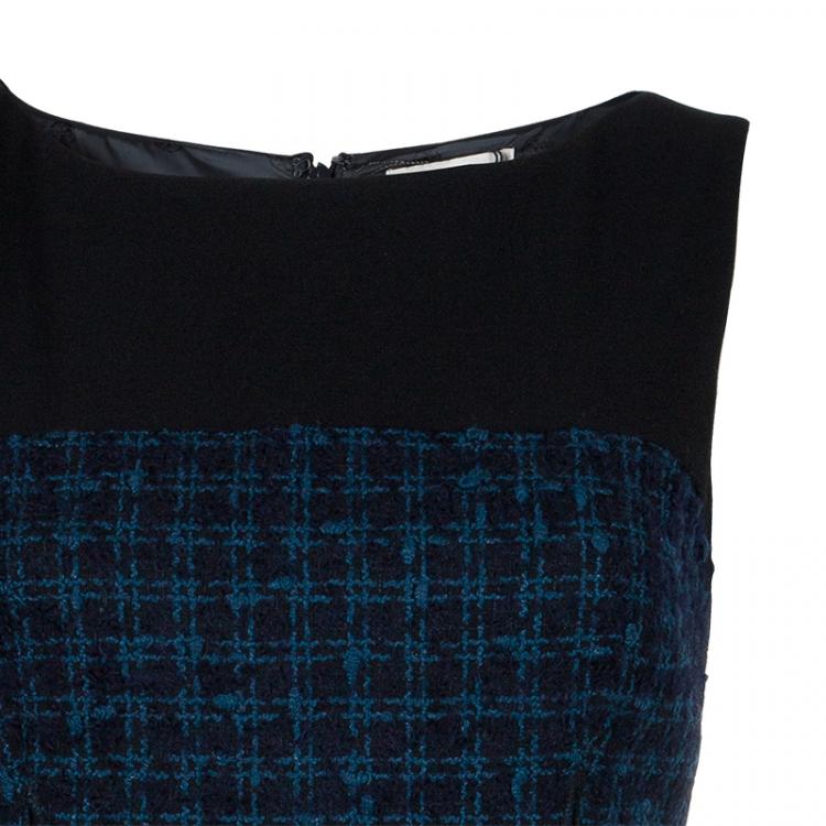 Pre Owned Tory Burch Sloane Blue and Green Tweed Dress S