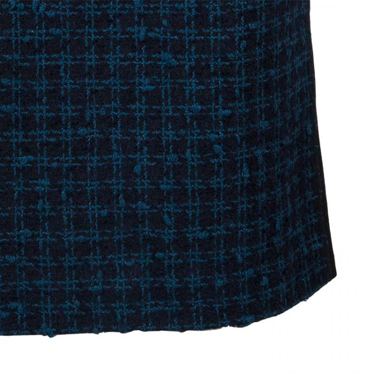 Pre Owned Tory Burch Sloane Blue and Green Tweed Dress S