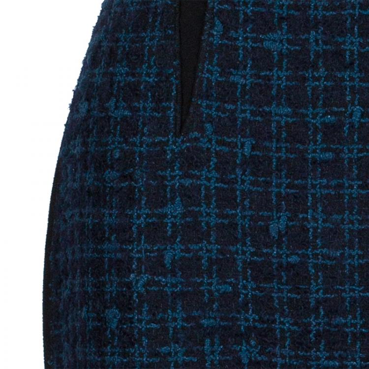 Pre Owned Tory Burch Sloane Blue and Green Tweed Dress S