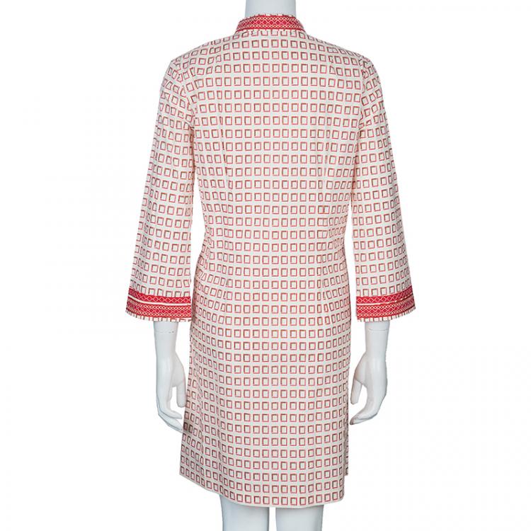 Pre Owned Tory Burch Red Print Tunic Dress M