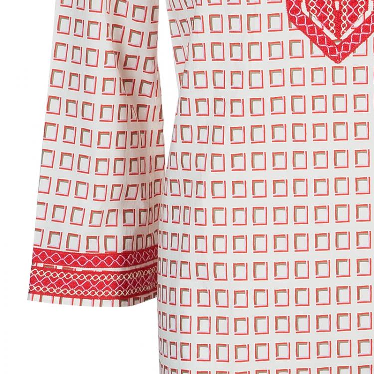 Pre Owned Tory Burch Red Print Tunic Dress M