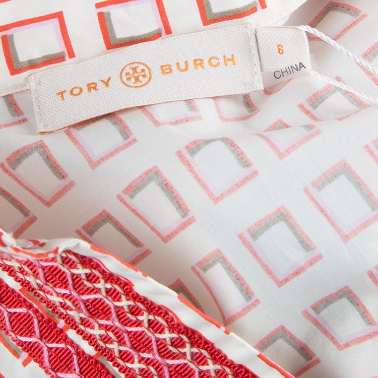 Pre Owned Tory Burch Red Print Tunic Dress M