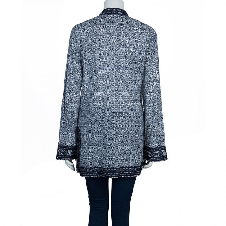 Pre Owned Tory Burch Blue Carinthia Tunic Top L