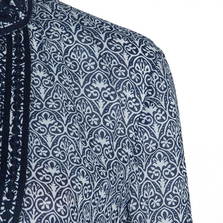 Pre Owned Tory Burch Blue Carinthia Tunic Top L