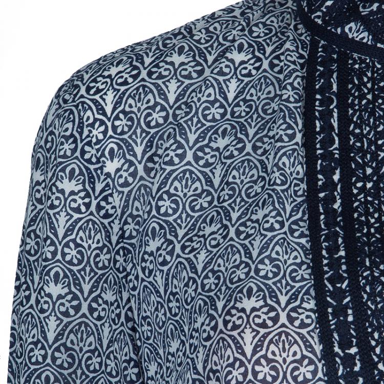 Pre Owned Tory Burch Blue Carinthia Tunic Top L