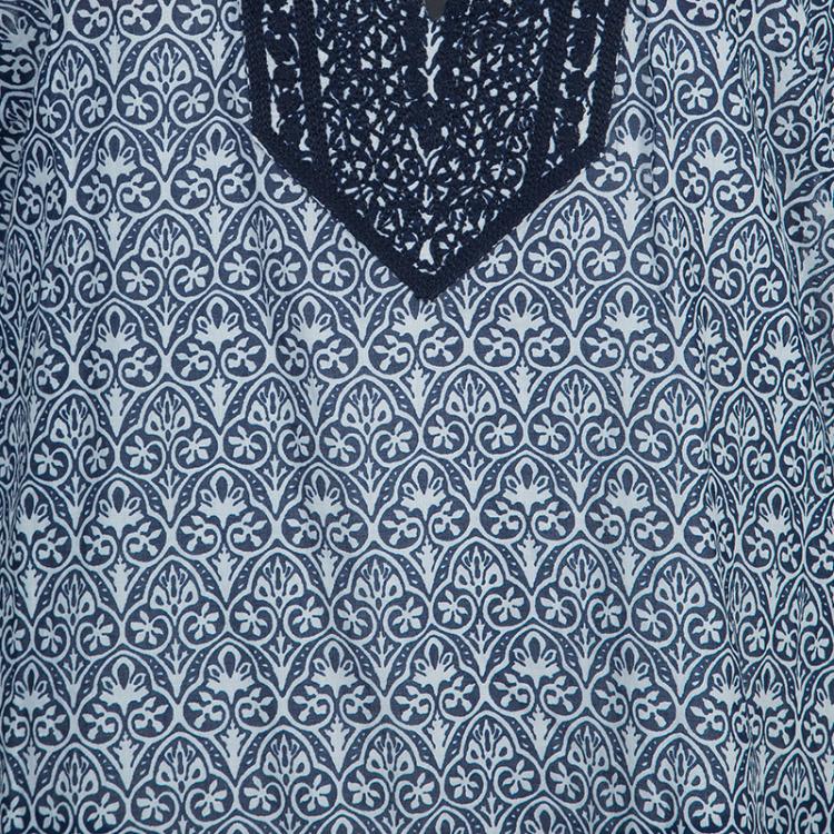 Pre Owned Tory Burch Blue Carinthia Tunic Top L