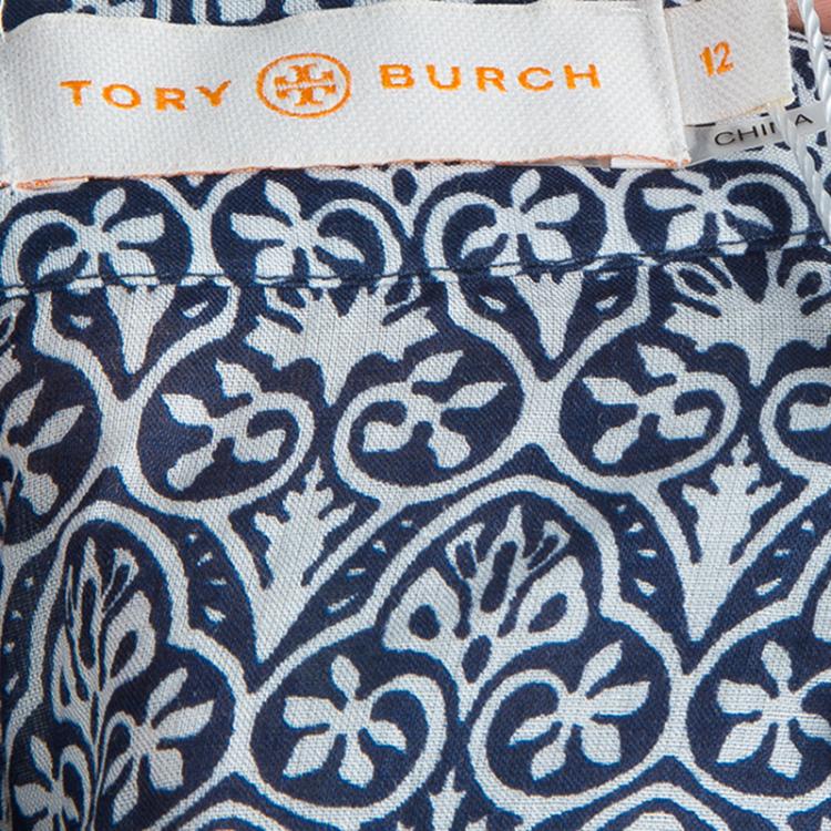 Pre Owned Tory Burch Blue Carinthia Tunic Top L