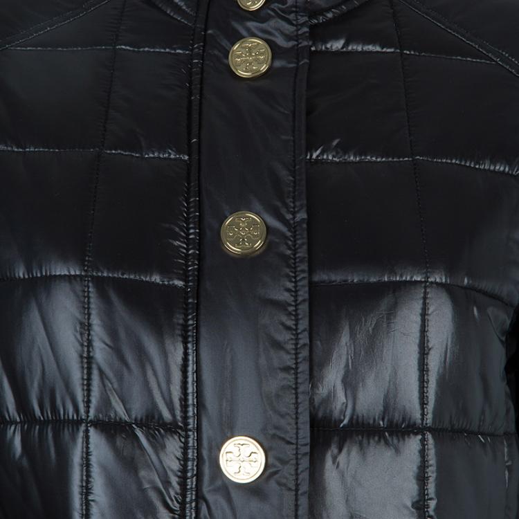 Pre Owned Tory Burch Black Colin Quilted Bomber Jacket M