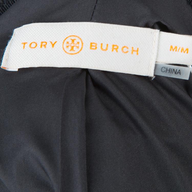 Pre Owned Tory Burch Black Colin Quilted Bomber Jacket M