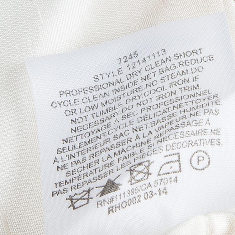Pre Owned Tory Burch Cream Raw Silk Embellished Long Sleeve Tunic Blouse L