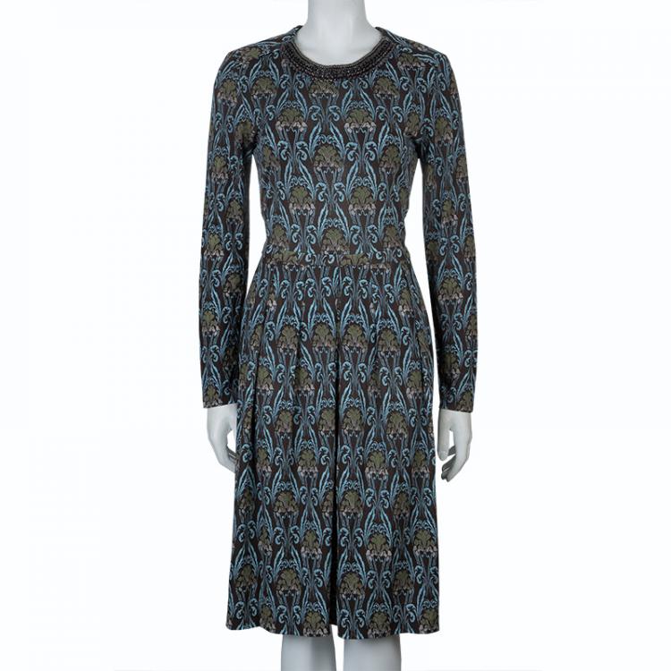 Pre Owned Tory Burch Brown Print Lulu Dress S