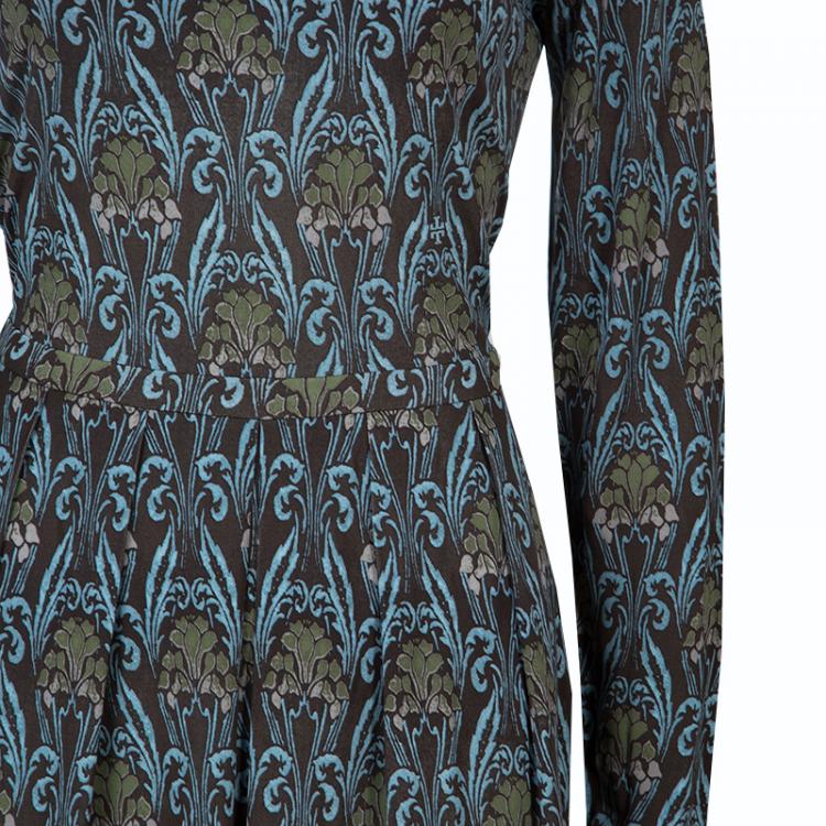 Pre Owned Tory Burch Brown Print Lulu Dress S