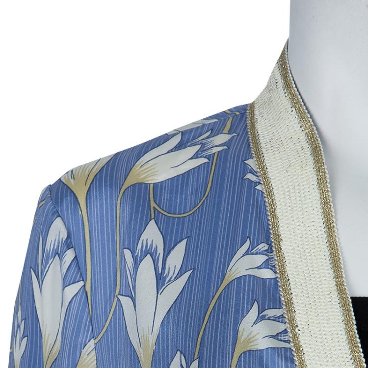 Pre Owned Tory Burch Blue Floral Print Sabrina Tunic L