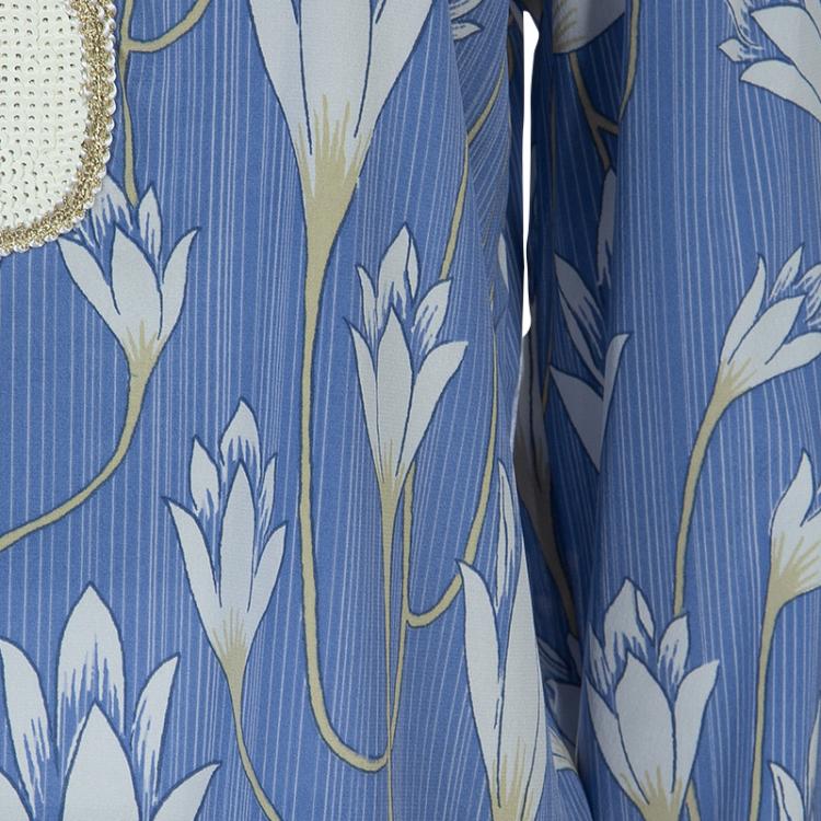 Pre Owned Tory Burch Blue Floral Print Sabrina Tunic L