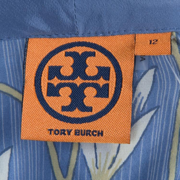 Pre Owned Tory Burch Blue Floral Print Sabrina Tunic L