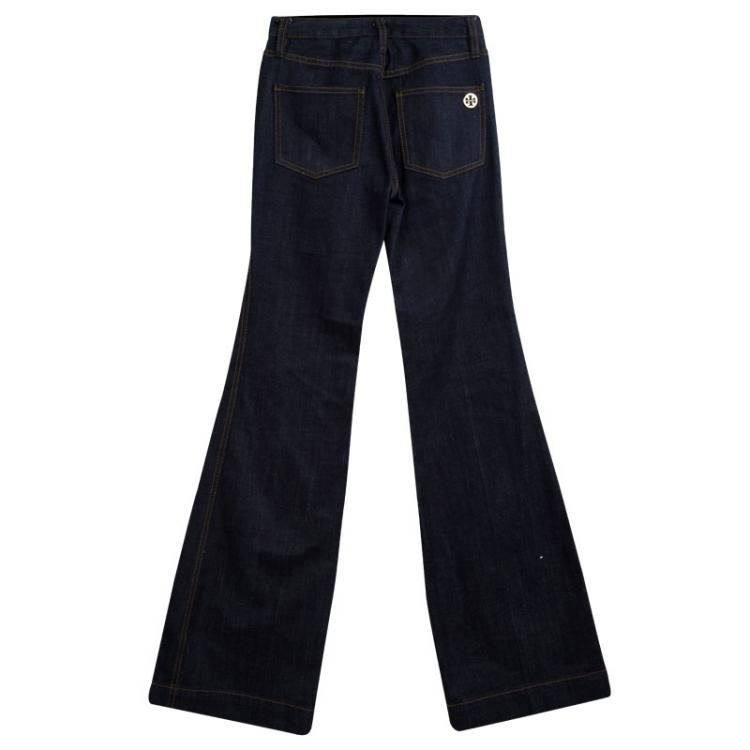 Tory Burch Indigo Dark Wash Denim High Waist Flared Jeans XS Tory Burch |  TLC