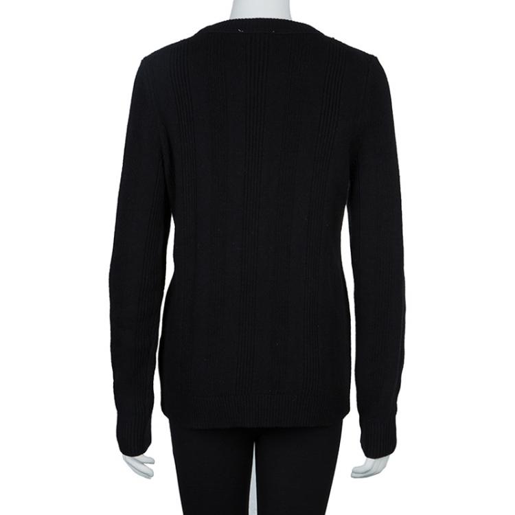Pre Owned Tory Burch Black Crystal Embellished Etta Sweater  L