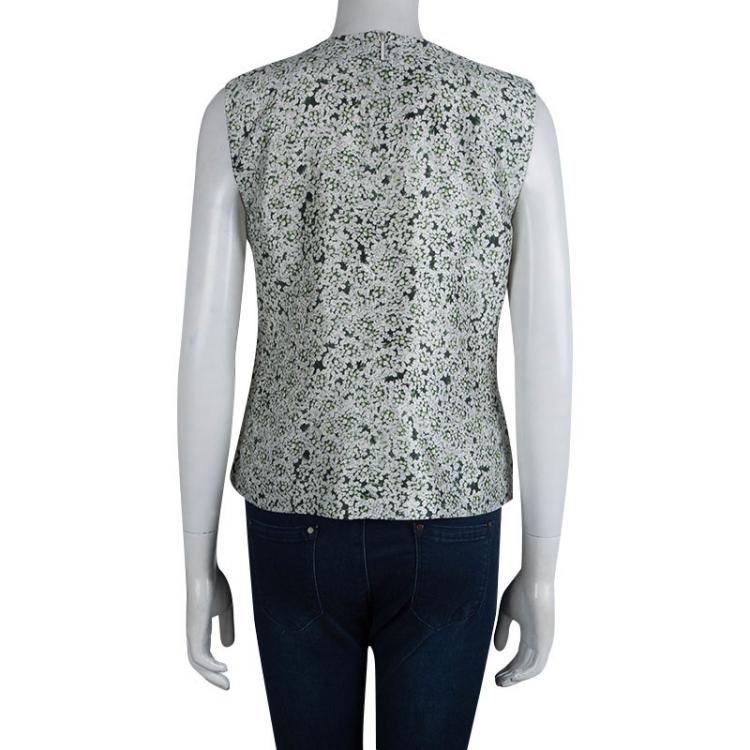 Pre Owned Tory Burch Floral Printed Silk Sleeveless Top M