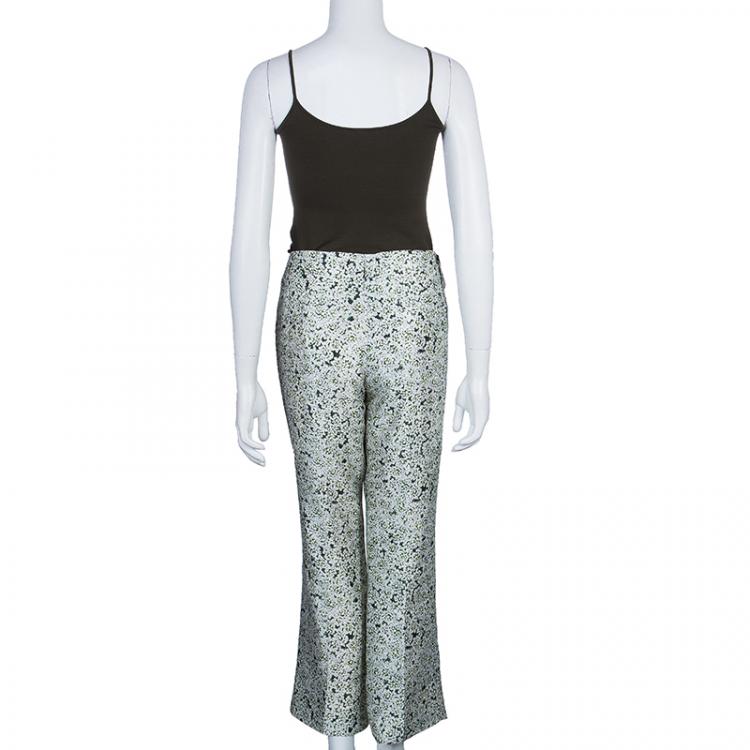 Pre Owned Tory Burch Green Print Trousers L