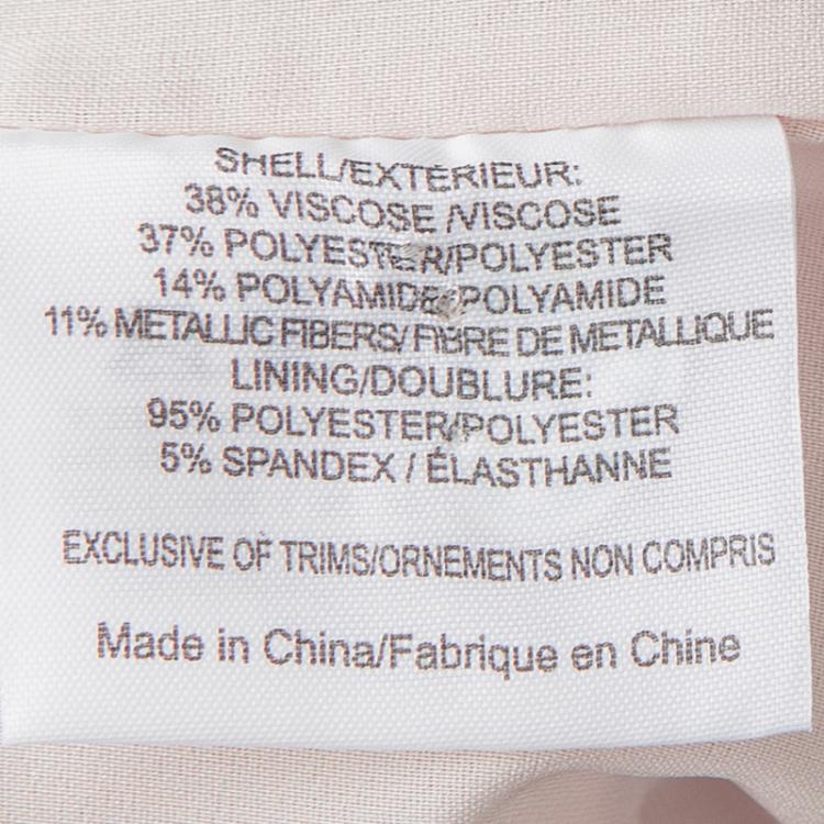 Pre Owned Tory Burch Metallic Embossed Jacquard Layered Short Sleeve Brielle Dress M