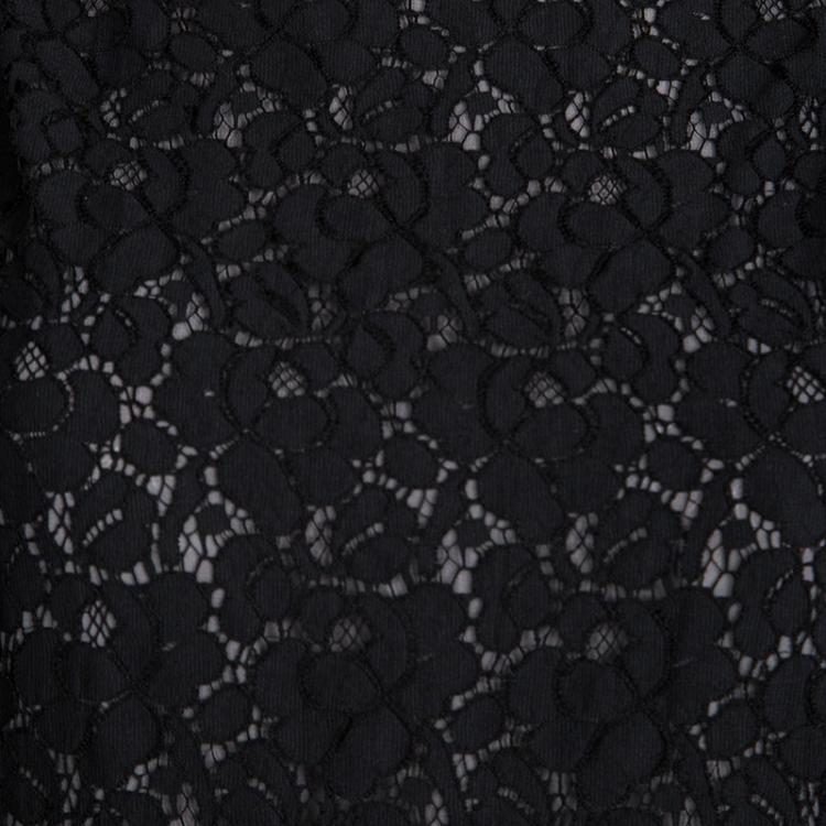 Pre Owned Tory Burch BLack Floral Lace Insert Cap Sleeve Mariana Sheath Dress L