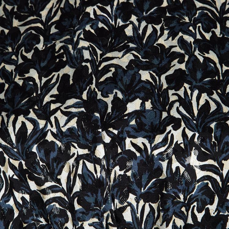 Pre Owned Tory Burch Floral Printed Silk Embellished Stephanie Gown S