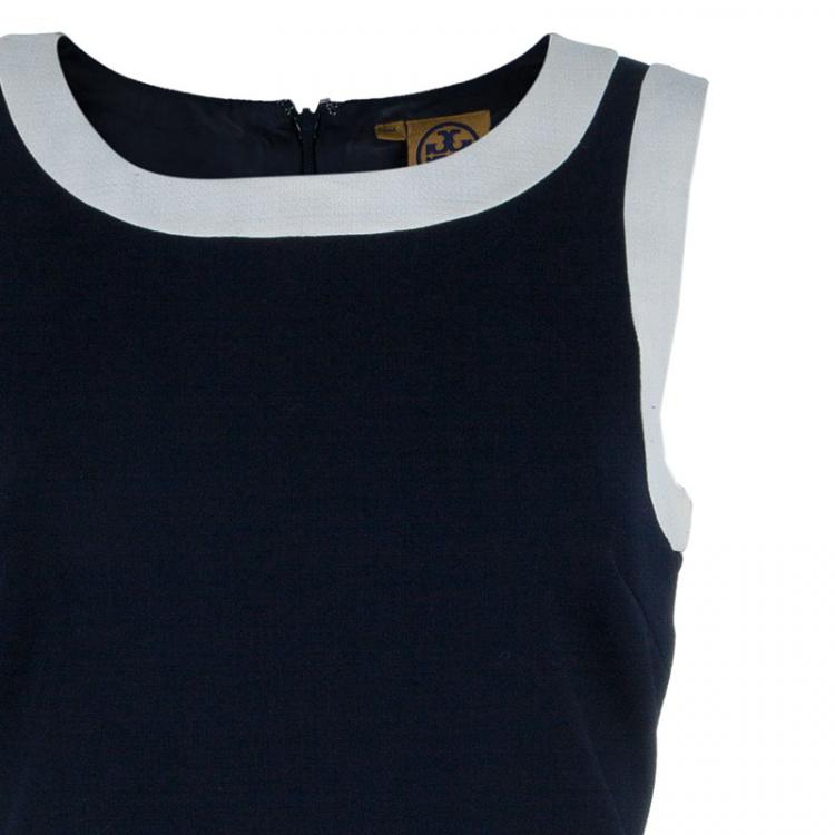Pre Owned Tory Burch Navy White Shift Dress S