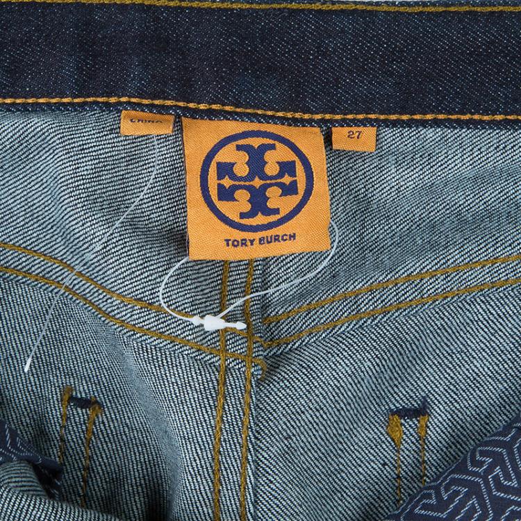 Pre Owned Tory Burch Blue Denim High Waist Flare Jeans S