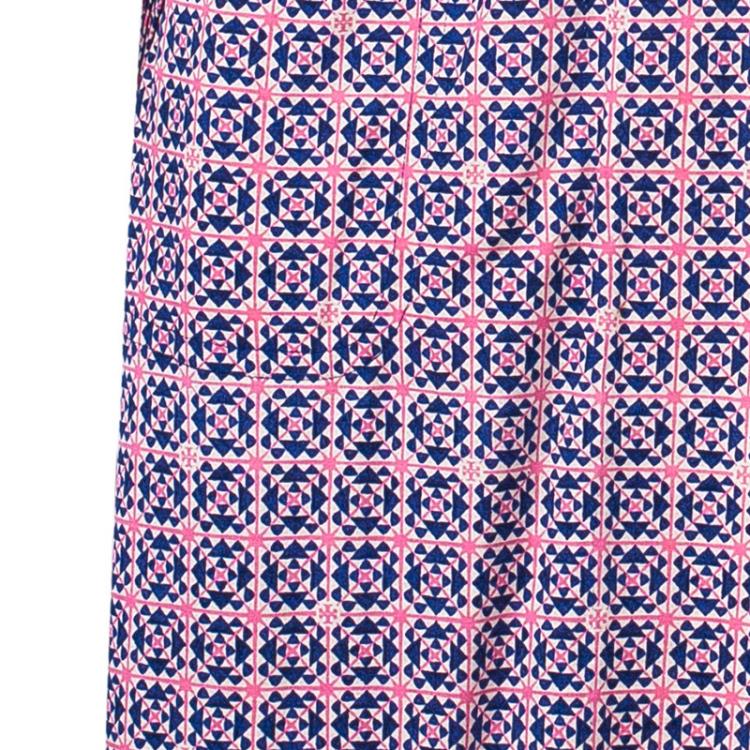 Pre Owned Tory Burch Tile Print Wrap Style Dress XS