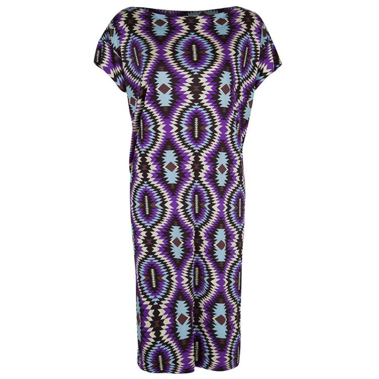 Pre Owned Tory Burch Multicolor Abstract Print Short Sleeve Dress L
