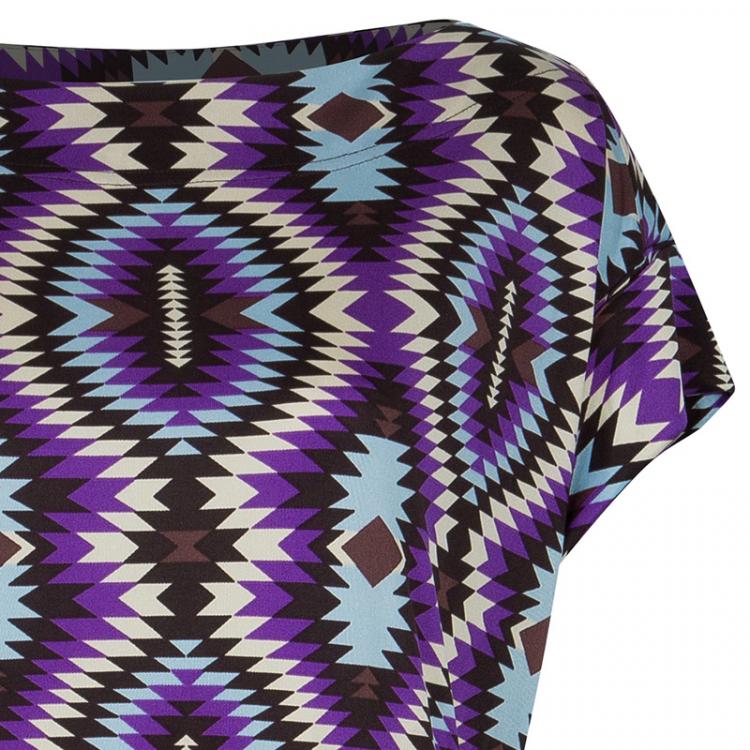 Pre Owned Tory Burch Multicolor Abstract Print Short Sleeve Dress L