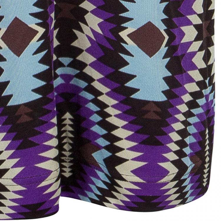 Pre Owned Tory Burch Multicolor Abstract Print Short Sleeve Dress L