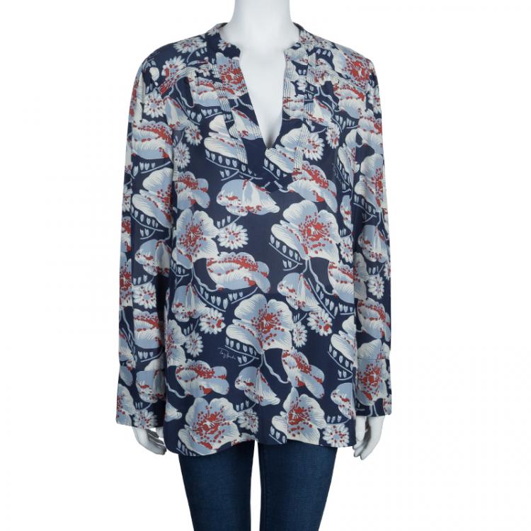Pre Owned Tory Burch Floral Print Top L
