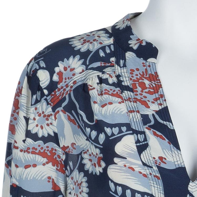 Pre Owned Tory Burch Floral Print Top L