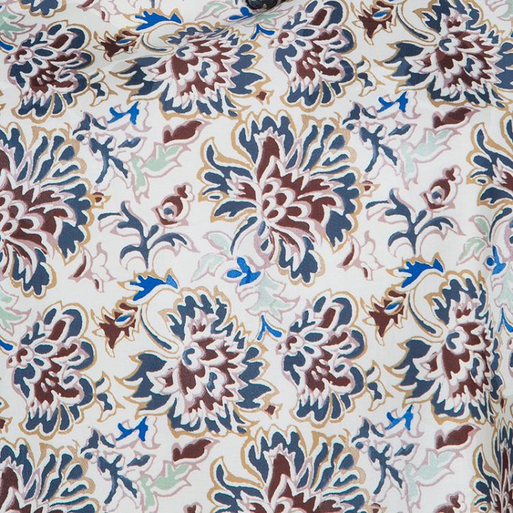 Pre Owned Tory Burch Floral Print Embellished Sleeveless Top M