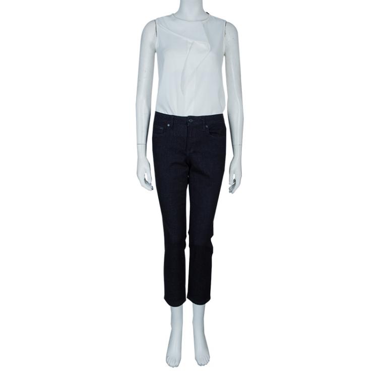 Pre Owned Tory Burch  Blue Dark Wash Denim Slim Fit Cropped Jeans M
