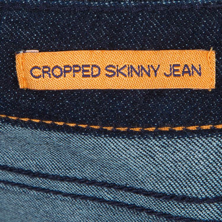 Pre Owned Tory Burch  Blue Dark Wash Denim Slim Fit Cropped Jeans M