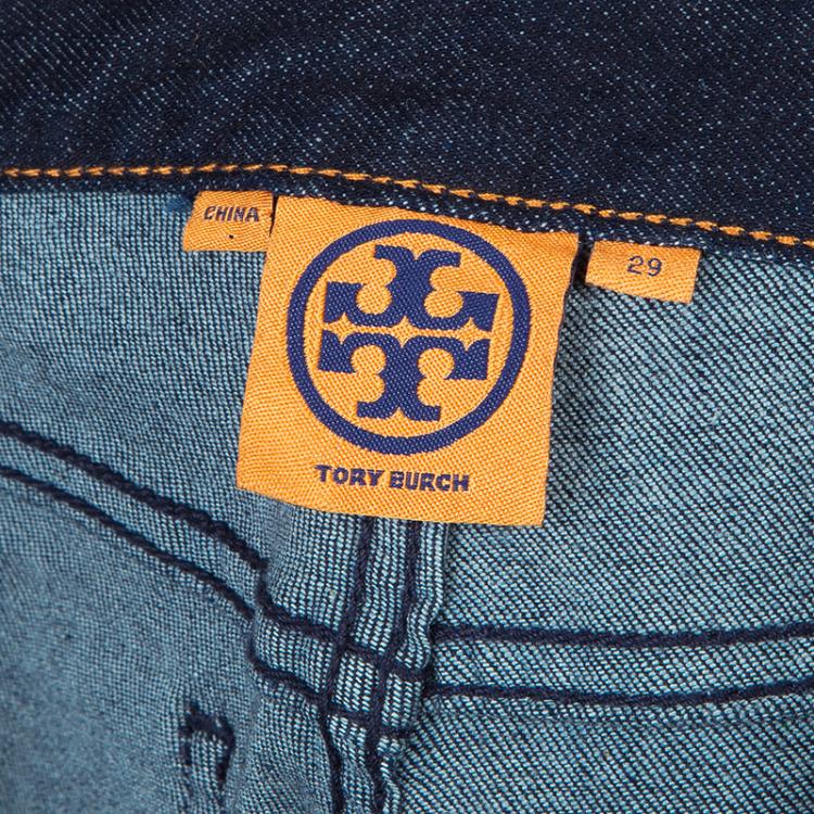 Pre Owned Tory Burch  Blue Dark Wash Denim Slim Fit Cropped Jeans M
