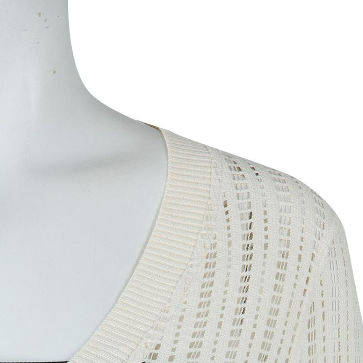 Pre Owned Tory Burch Cream Ozzy Cutwork Detail Sweater S