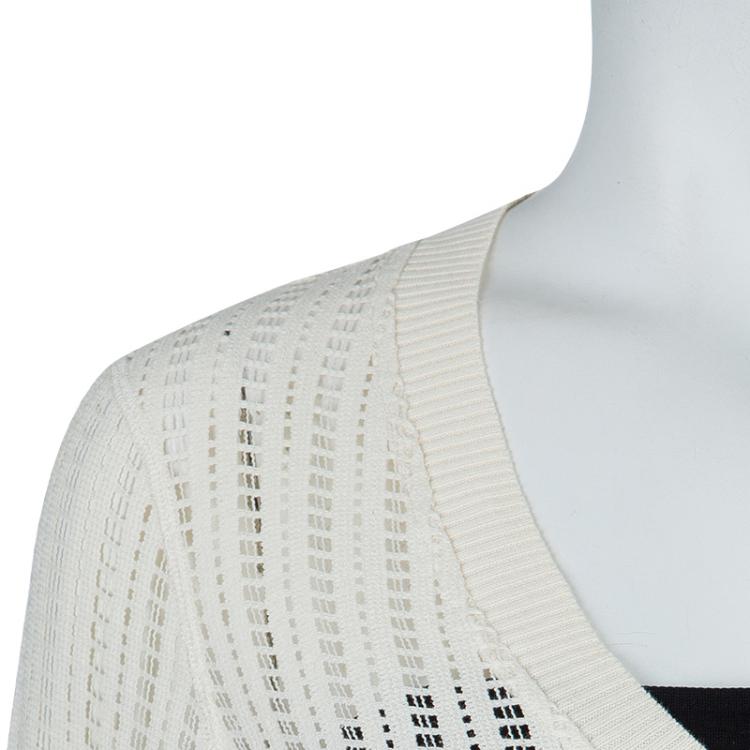 Pre Owned Tory Burch Cream Ozzy Cutwork Detail Sweater S