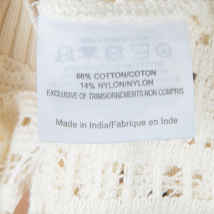 Pre Owned Tory Burch Cream Ozzy Cutwork Detail Sweater S