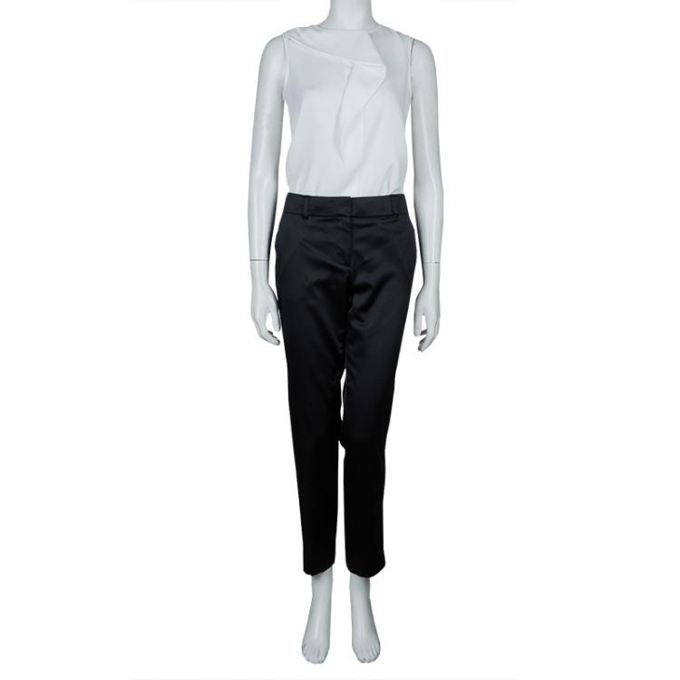 Pre Owned Tory Burch Black Satin Trousers L