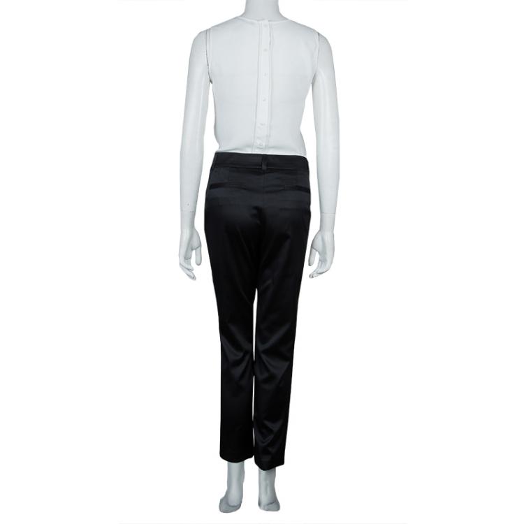Pre Owned Tory Burch Black Satin Trousers L