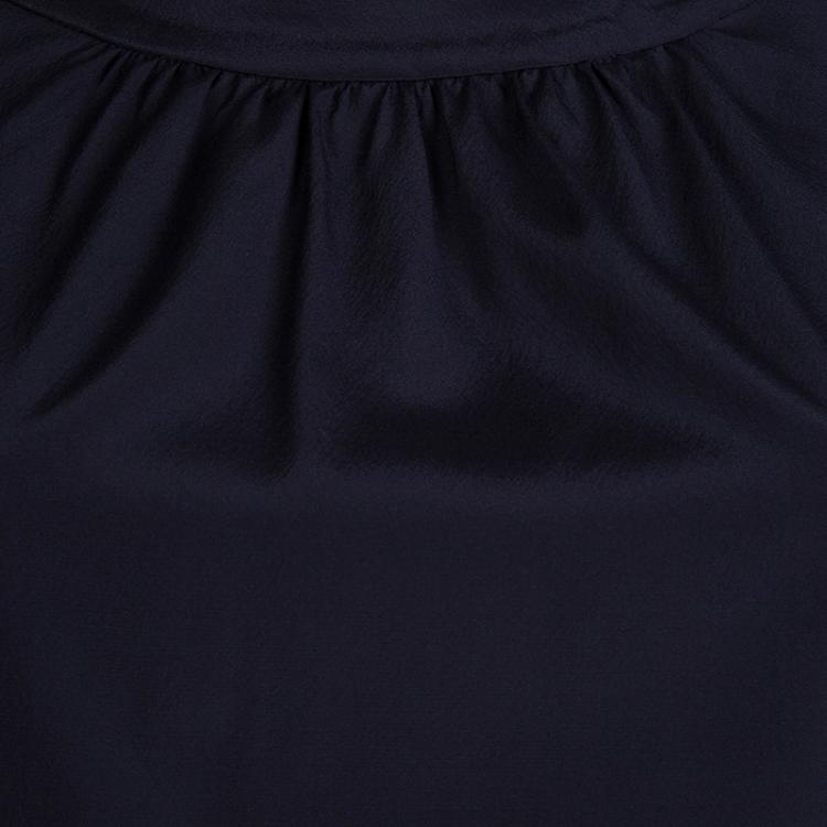 Pre Owned Tory Burch Navy Blue Short Sleeve Silk Blouse M