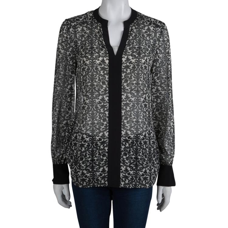 Tory Burch Paisley Printed Chiffon Long Sleeve Blouse M Tory Burch | TLC