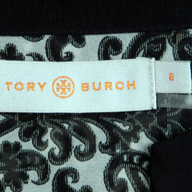 Pre Owned Tory Burch Paisley Printed Chiffon Long Sleeve Blouse M